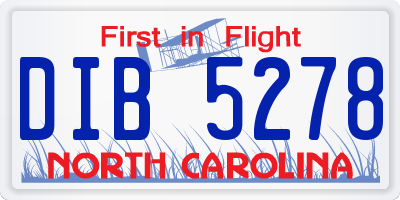 NC license plate DIB5278