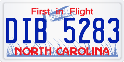 NC license plate DIB5283