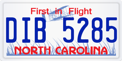 NC license plate DIB5285