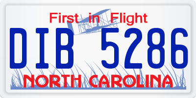 NC license plate DIB5286