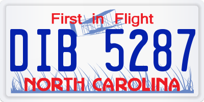 NC license plate DIB5287
