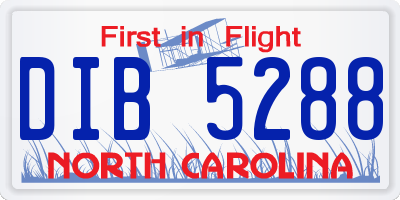 NC license plate DIB5288