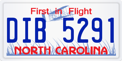 NC license plate DIB5291