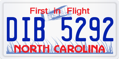 NC license plate DIB5292
