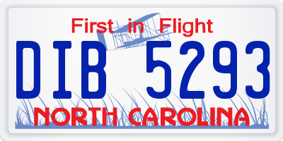 NC license plate DIB5293