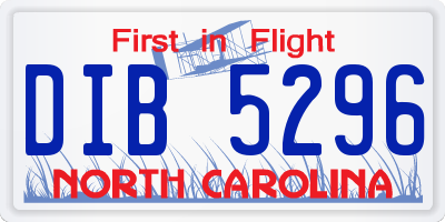 NC license plate DIB5296