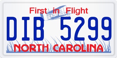 NC license plate DIB5299