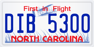 NC license plate DIB5300