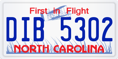NC license plate DIB5302