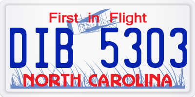 NC license plate DIB5303