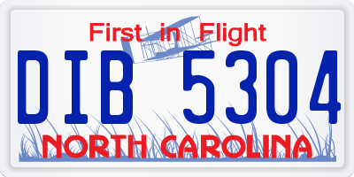 NC license plate DIB5304