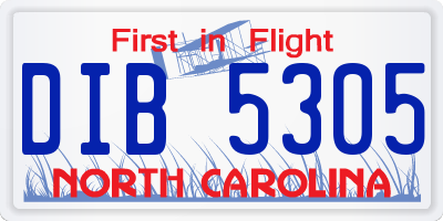 NC license plate DIB5305