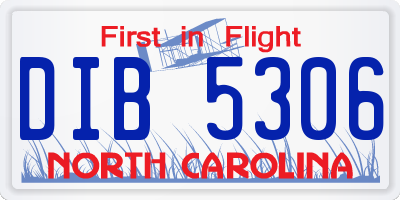 NC license plate DIB5306