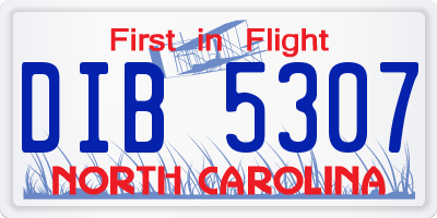 NC license plate DIB5307