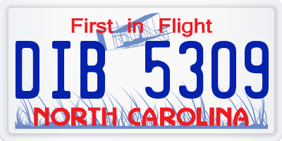 NC license plate DIB5309
