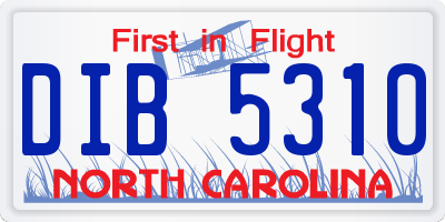 NC license plate DIB5310