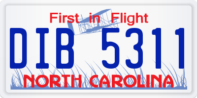 NC license plate DIB5311