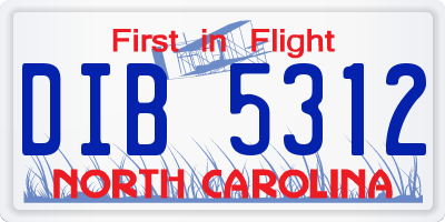 NC license plate DIB5312