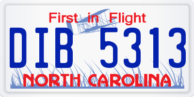 NC license plate DIB5313