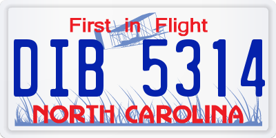 NC license plate DIB5314