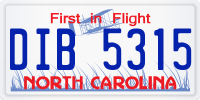 NC license plate DIB5315