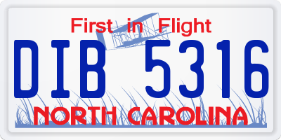 NC license plate DIB5316