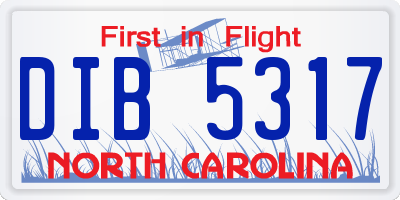 NC license plate DIB5317