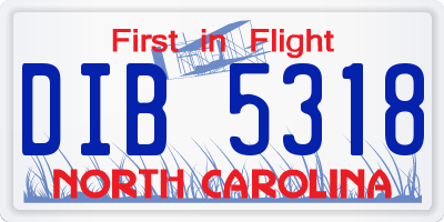 NC license plate DIB5318