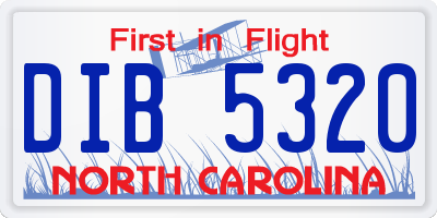 NC license plate DIB5320