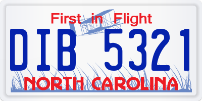 NC license plate DIB5321