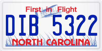 NC license plate DIB5322