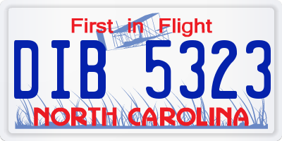 NC license plate DIB5323