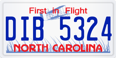 NC license plate DIB5324