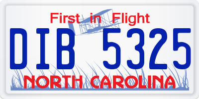 NC license plate DIB5325