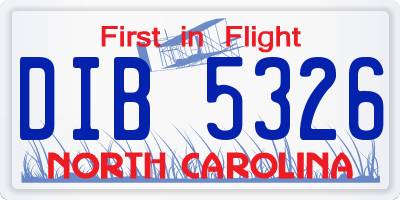 NC license plate DIB5326