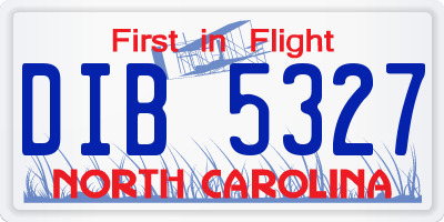 NC license plate DIB5327