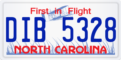 NC license plate DIB5328