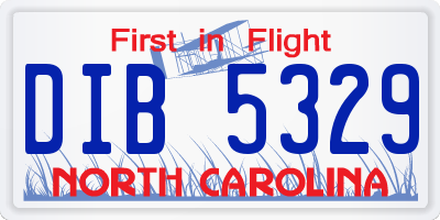 NC license plate DIB5329