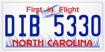 NC license plate DIB5330