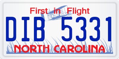 NC license plate DIB5331