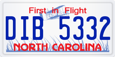 NC license plate DIB5332