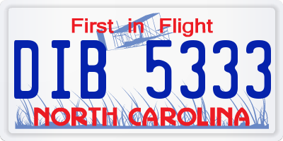 NC license plate DIB5333