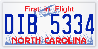 NC license plate DIB5334