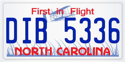 NC license plate DIB5336