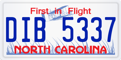 NC license plate DIB5337