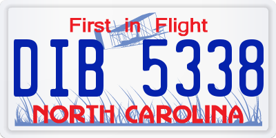 NC license plate DIB5338