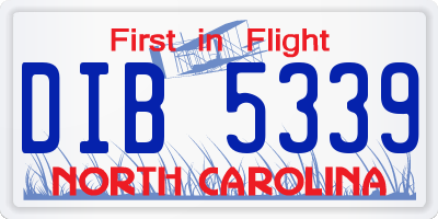 NC license plate DIB5339