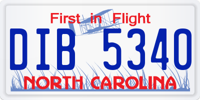 NC license plate DIB5340