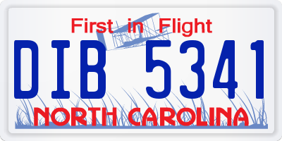 NC license plate DIB5341
