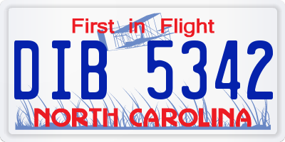 NC license plate DIB5342